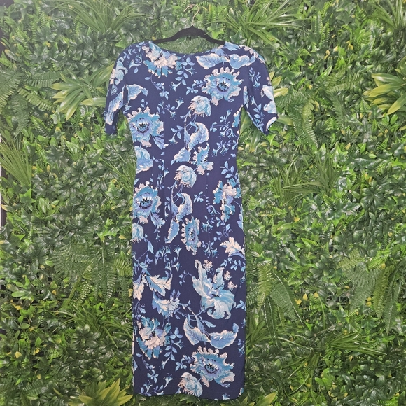 ASOS Blue Paisley Wiggle Dress 2 - Picture 2 of 5